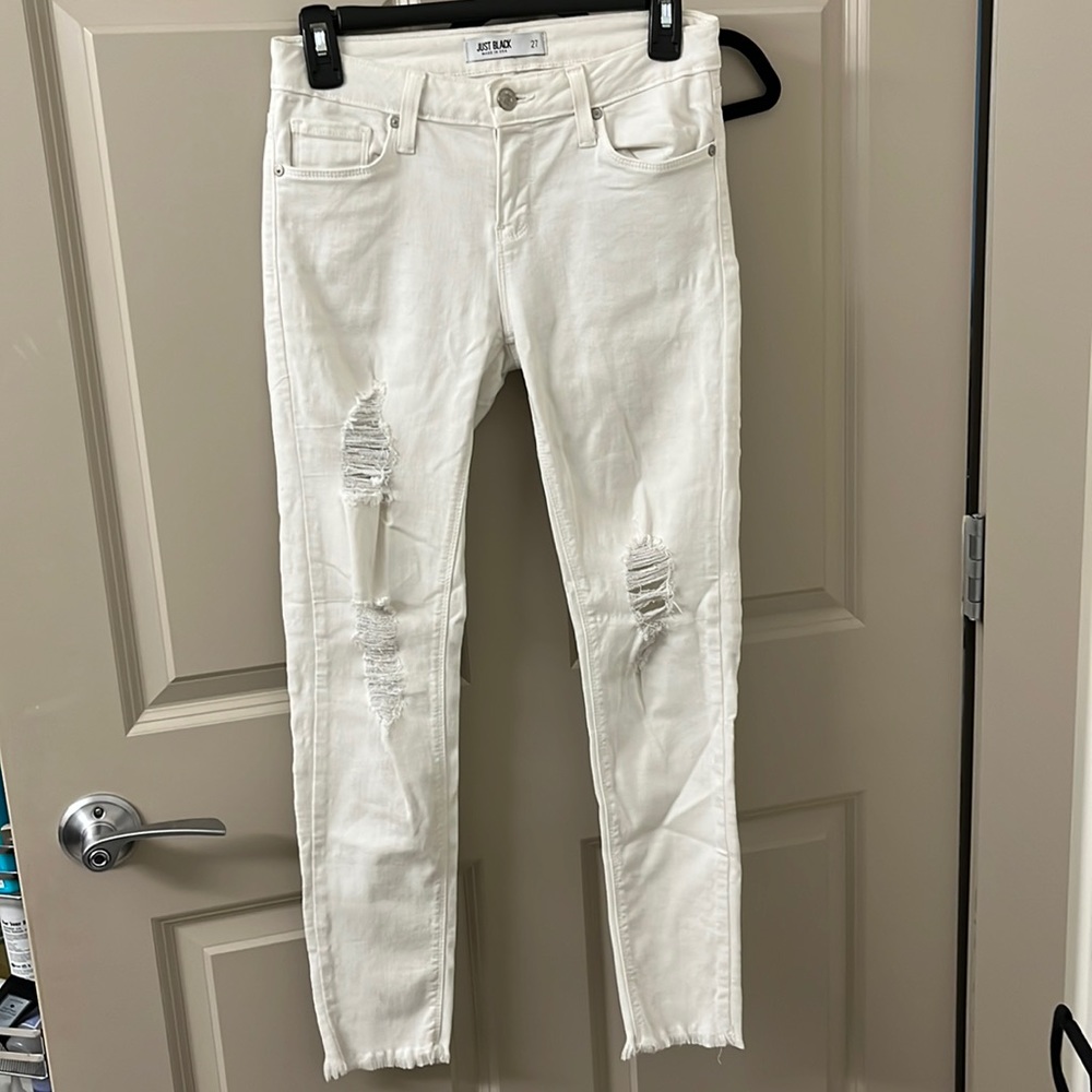 Just Black - White ripped skinny Jean